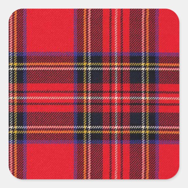 Royal Stewart tartan red black plaid Square Sticker (Front)