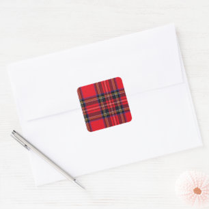 Royal Stewart tartan red black plaid Square Sticker