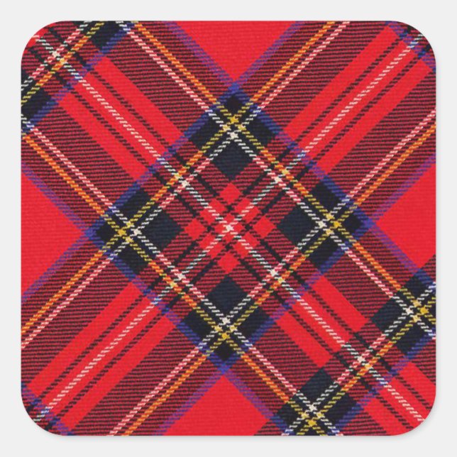Royal Stewart tartan red black plaid Square Sticker (Front)