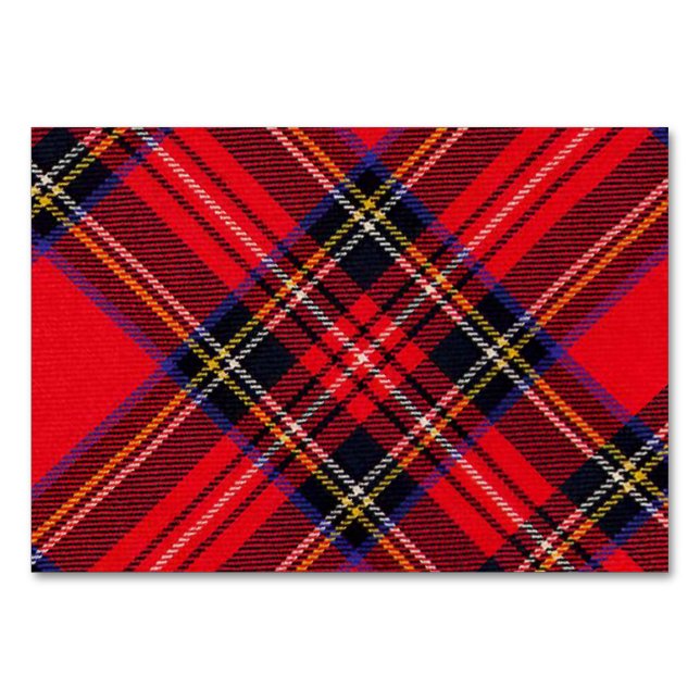 Royal Stewart tartan red black plaid Table Number (Front)