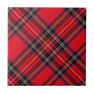 Royal Stewart tartan red black plaid Tile