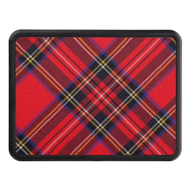 Royal Stewart tartan red black plaid Trailer Hitch Cover (Front)
