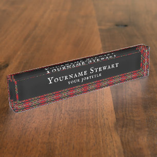 Royal Stewart Tartan Scottish Plaid Desk Nameplate
