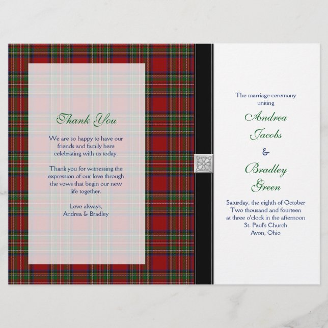 Royal Stewart Tartan Wedding Program Cover (Front)