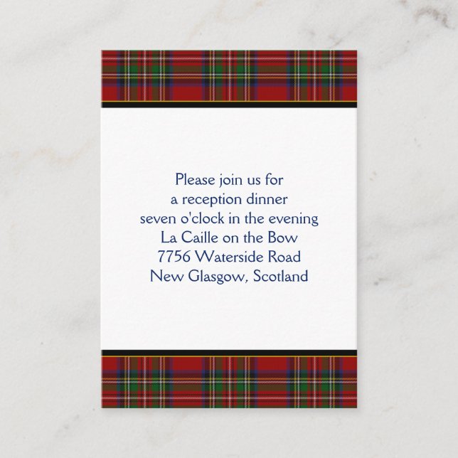 Royal Stuart Tartan Carte de réception de mariage (Devant)