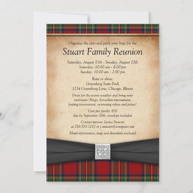 Royal Stuart Tartan Famille Réunion Invitation (Devant)