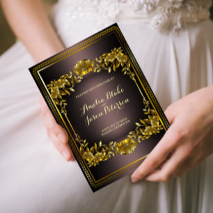 Royal-style Gold Engraving Floral Wedding Invitation