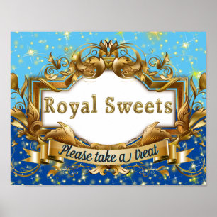 Royal Sweets Blue & Gold Glitter Elegant Poster