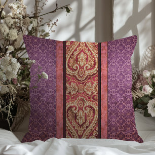 Royal Tapestry: Vertical Rows of Damask & Filigree Throw Pillow