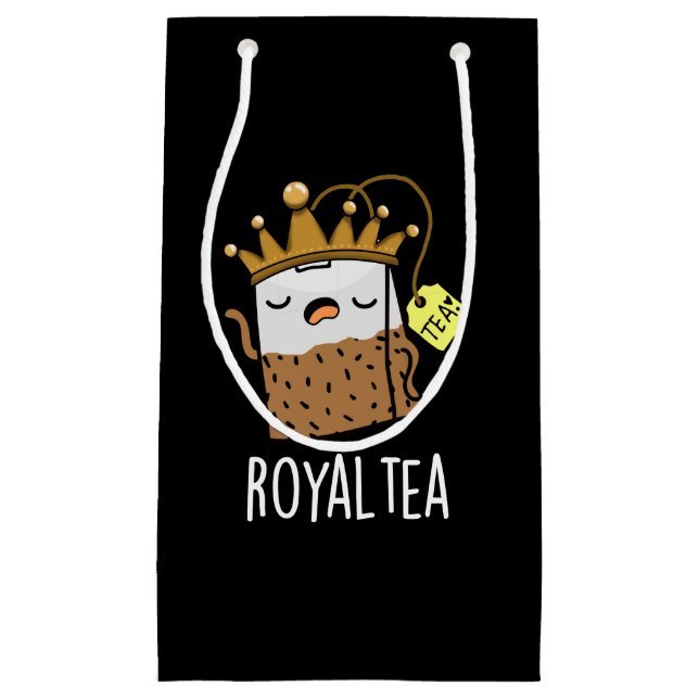 Royal-tea Funny Tea Pun Dark BG Small Gift Bag (Front)