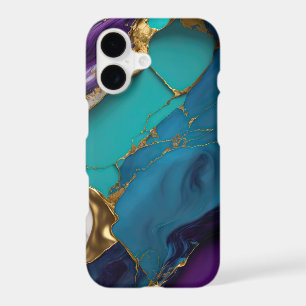 Royal Teal & Amethyst Marble with Gold Veins