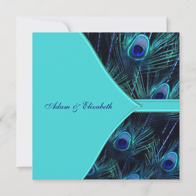 Royal Teal Blue Peacock Wedding Invitation (Front)