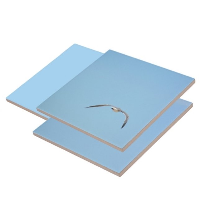 Royal Tern in Flight Seabird Coastal Blue Tile (1 of 7 coordinating Terns in flight sky blue ceramic tiles)