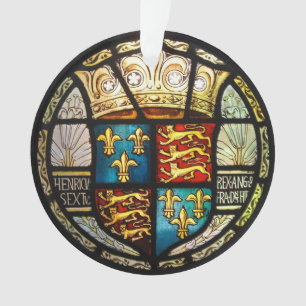 Royal Tudor Coat of Arms Henry VIII Stained Glass Ornament