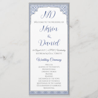 Royal Turkish Wedding Program Card