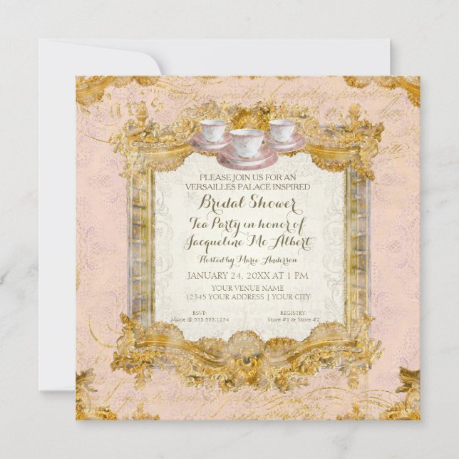 Royal Versailles Palace Tea Party Bridal Shower Invitation (Front)
