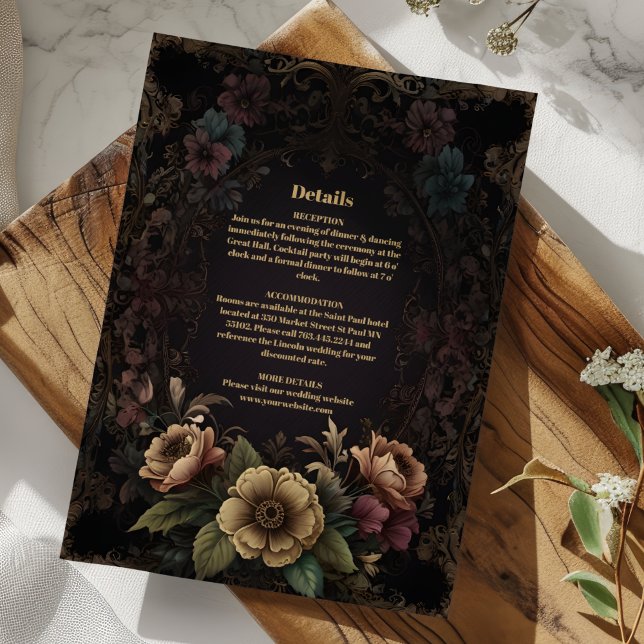 Royal Victorian Gothic Floral Wedding Enclosure Card (Creator Uploaded)