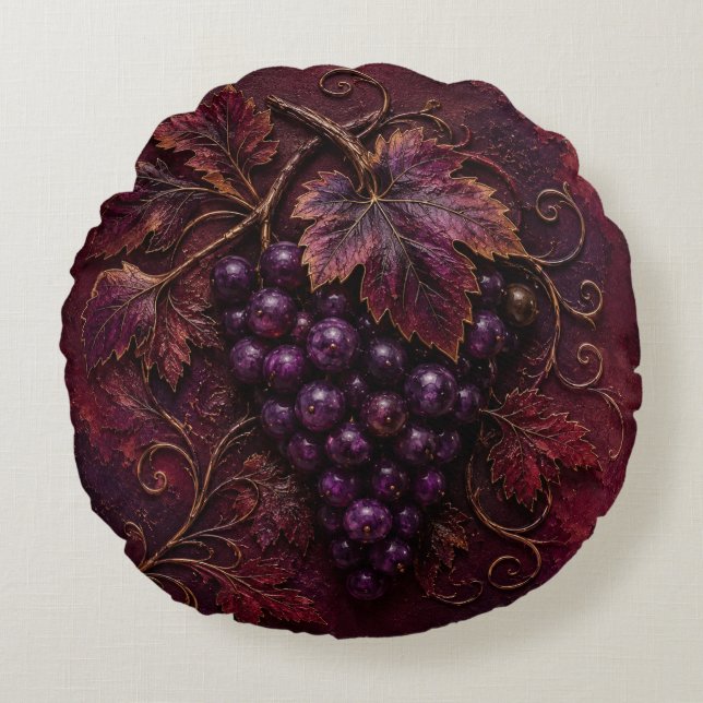 Royal Vineyard Elegance Round Pillow (Front)