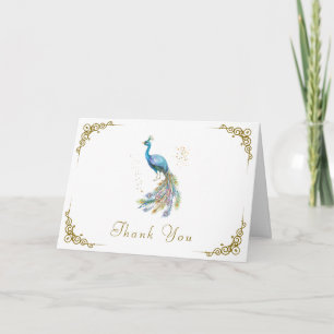 Royal Vintage Elegant Peacock Baby Shower Thank You Card
