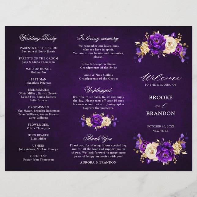 Royal violet violet or Mariage Tri Plier Programme (Devant)