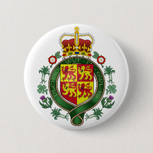 Royal Wales Official Coat Of Arms Heraldry Symbol 2 Inch Round Button