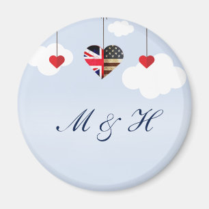 Royal Wedding British and American flag hearts Magnet