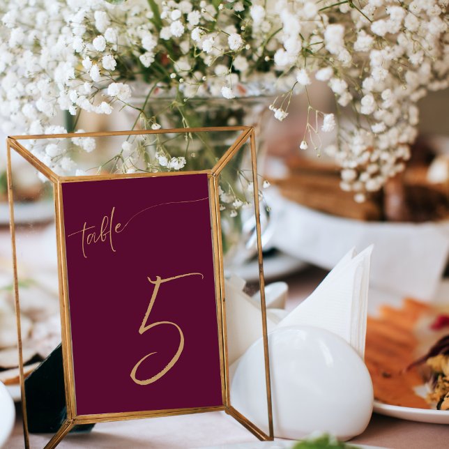 Royal wedding burgundy table number cards (Creator Uploaded)