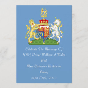 Royal Wedding Coat Of Arms Invitation (Blue)