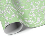 Royal Wedding Damask Mint Green Silver Vip Wrapping Paper<br><div class="desc">Classic royal wedding big event ornament. 

Elegant packing for birthdays,  parties,  weddings,  anniversary,  corporate party</div>