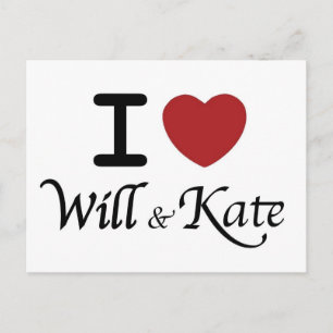 Royal Wedding I Heart Will & Kate Postcard