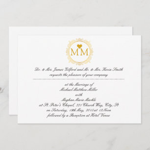 Royal Wedding Invitation   Monogram Gold Script