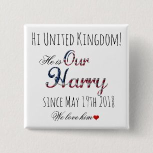 Royal Wedding Meghan Markle Prince Harry May 19th 2 Inch Square Button