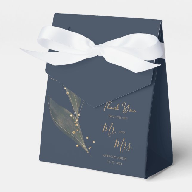 Royal wedding navy blue thank you  favor box (Front Side)