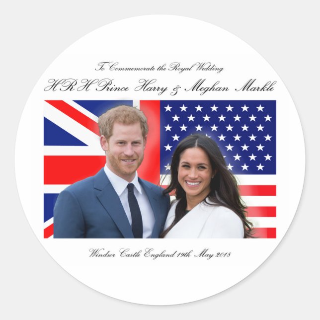 Royal Wedding Prince Harry and Meghan Markle Classic Round Sticker (Front)