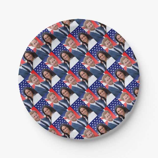 Royal Wedding Prince Harry and Meghan Markle Paper Plate (Front)