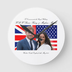 Royal Wedding Prince Harry and Meghan Markle Round Clock