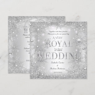 Royal Wedding Silver Winter Wonderland Crown Invitation
