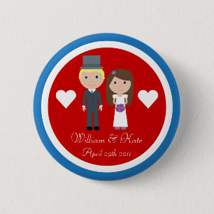 Royal Wedding William & Kate Cute Cartoon 2 Inch Round Button