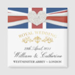 Royal Wedding - William & Kate Keepsake Magnet<br><div class="desc">ROYAL WEDDING 2011 -- Commemorating the Royal Wedding of Prince William of Wales to Miss Kate Middleton -- souvenirs, keepsakes, and commemorative memorabilia and collectibles. Romantic sparkling heart over elegant Union Jack Ribbon design. Click "Customize It" to change the font or style and create truly unique and affordable keepsakes to...</div>