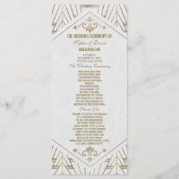 Royal White Gold Great Gatsby Wedding Program