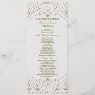 Royal White Gold Great Gatsby Wedding Program