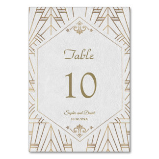 Royal White Gold Great Gatsby Wedding Table Number