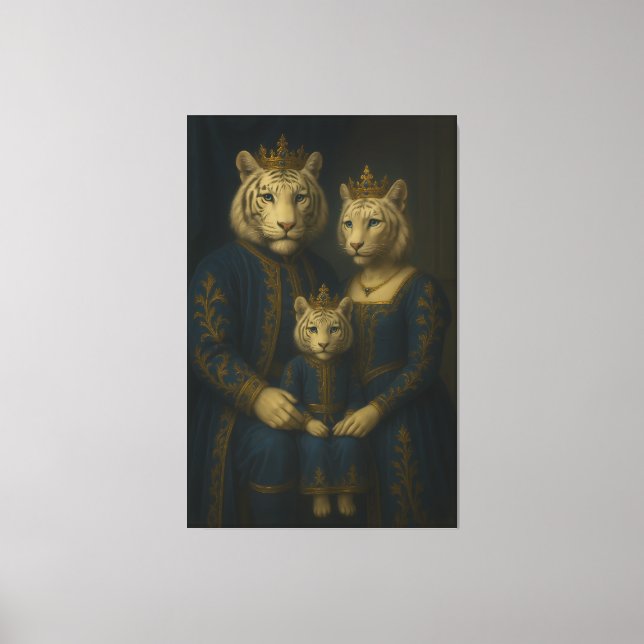 Royal White Tiger Family · Blue Sapphire Crown Can Canvas Print (Front)