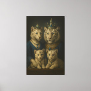 Royal White Tiger Family · Blue Sapphire Crown Can Canvas Print