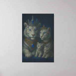 Royal White Tiger Family · Blue Sapphire Crown Can Canvas Print
