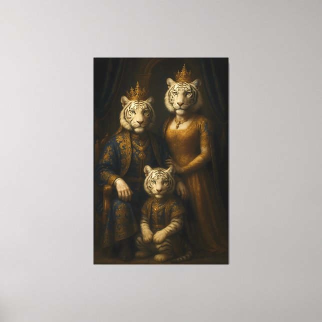 Royal White Tiger Family • Luxury Fine Art Canvas (Front)