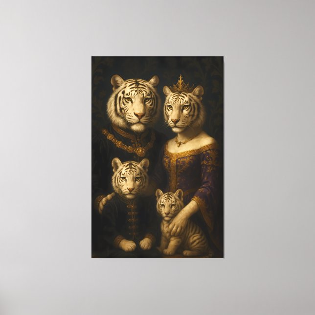 Royal White Tiger Family • Luxury Fine Art Canvas (Front)
