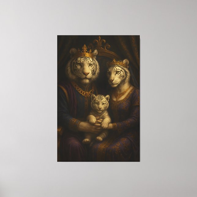 Royal White Tiger Family • Luxury Fine Art Canvas (Front)