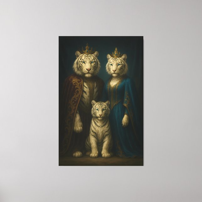 Royal White Tiger Royalty Portrait | ManJiangHong Canvas Print (Front)