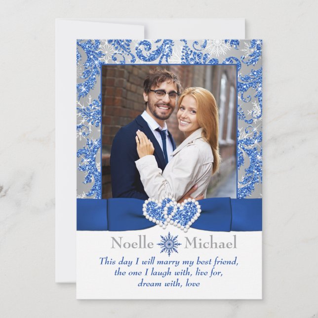 Royal Winter Wonderland Invitation de PHOTO Coeurs (Devant)